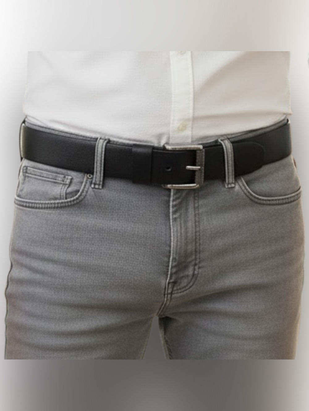Vintage Men’s Unisex Moto Black Genuine Leather Silver Square Buckle Belt Sz 40